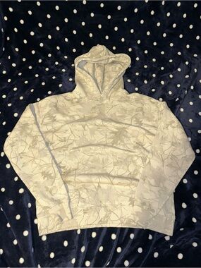 Light Beige Camo Patterned Hoodie Sweatshirt